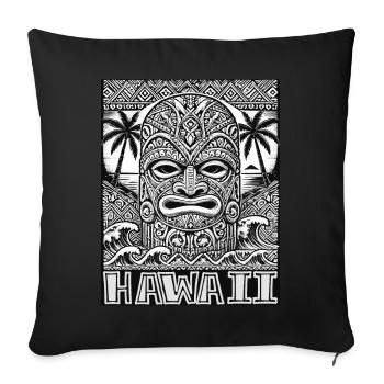 Masque Tiki Hawaïen - Polynesian Culture Design - Housse de coussin décorative 45 x 45 cm - noir - Devant