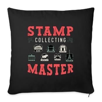 Stamp Collecting Master Philately Stamp Lover - Sofa pillowcase 17,3'' x 17,3'' (45 x 45 cm) - black - Front