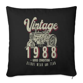 Oldtimer Traktor Bauer Geburtstag Jahrgang 1988 - Sofakissenbezug 45 x 45 cm - Schwarz - Vorne