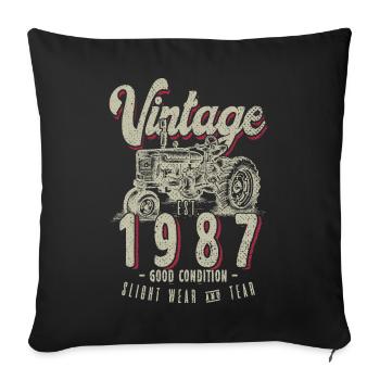 Oldtimer Traktor Bauer Geburtstag Jahrgang 1987 - Sofakissenbezug 45 x 45 cm - Schwarz - Vorne