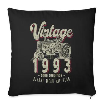 Anniversaire Fermier Tracteur Vintage Né En 1993 - Housse de coussin décorative 45 x 45 cm - noir - Devant