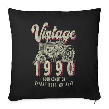 Oldtimer Traktor Bauer Geburtstag Jahrgang 1990 - Sofakissenbezug 45 x 45 cm - Schwarz - Vorne