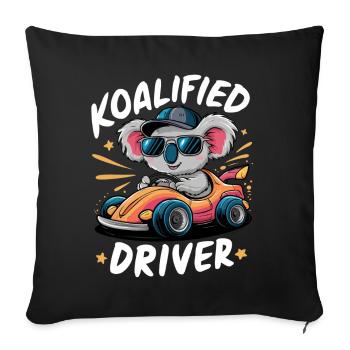 Koalified Driver Funny Driving Koala New Driver - Sofa pillowcase 17,3'' x 17,3'' (45 x 45 cm) - black - Front