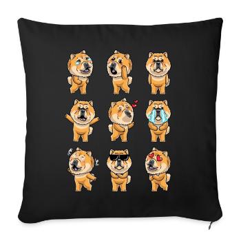 Chow-chow-hund-emoticon - Sofakissenbezug 45 x 45 cm - Schwarz - Vorne