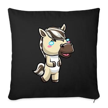 Émoticône Kawaii Cheval du Fjord - Housse de coussin décorative 45 x 45 cm - noir - Devant