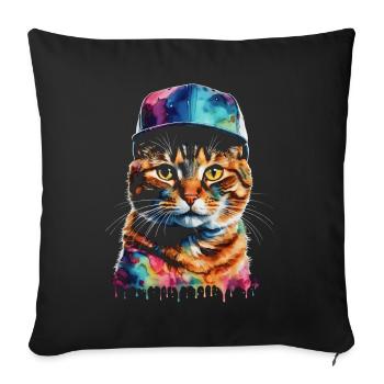 Casquette Snapback Coloré Imprimé Motif D’animal Drôle - Housse de coussin décorative 45 x 45 cm - noir - Devant