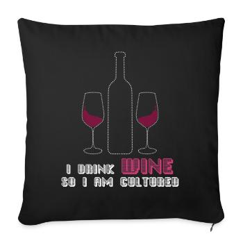 Vino Wine Drinker Wine Glass - Sofakissenbezug 45 x 45 cm - Schwarz - Vorne