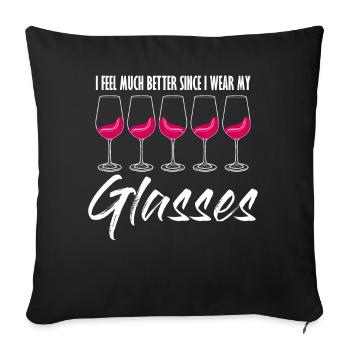 Wine Joke Drinker Wine Glass Vino - Sofakissenbezug 45 x 45 cm - Schwarz - Vorne