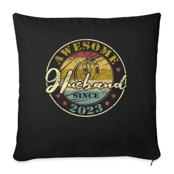 1st Wedding Anniversary Great Husband Since 2023 Retro - Sofa pillowcase 17,3'' x 17,3'' (45 x 45 cm) - black - Front