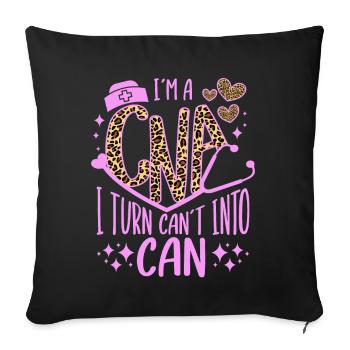 CNA Nursing Quotes Funny Nurse Lovers Cute CNA - Sofa pillowcase 17,3'' x 17,3'' (45 x 45 cm) - black - Front
