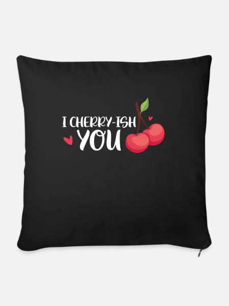 Kirsche Kirschbaum Kirschblüte Frucht Geschenk - Sofakissenbezug 45 x 45 cm - Schwarz