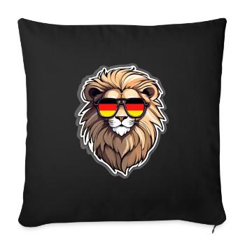 Lion with sunglasses Germany - Sofa pillowcase 17,3'' x 17,3'' (45 x 45 cm) - black - Front