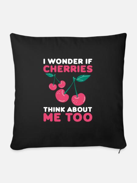 Kirsche Kirschbaum Kirschblüte Frucht Geschenk - Sofakissenbezug 45 x 45 cm - Schwarz