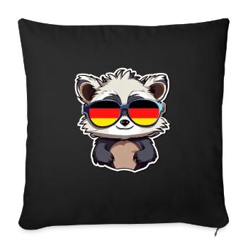 Raccoon with sunglasses Germany Football - Sofa pillowcase 17,3'' x 17,3'' (45 x 45 cm) - black - Front