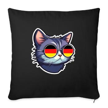 Germany Cat with Sunglasses - Sofa pillowcase 17,3'' x 17,3'' (45 x 45 cm) - black - Front