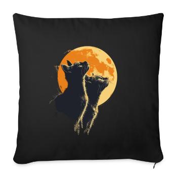 Bezaubernde Katzen mit Mond für alle - Sofakissenbezug 45 x 45 cm - Schwarz - Vorne