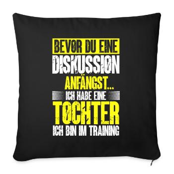 Discussion : humour professionnel et nerfs solides pour les parents - Housse de coussin décorative 45 x 45 cm - noir - Devant
