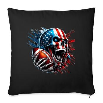 American Football Skull U. S. FLag - Sofa pillowcase 17,3'' x 17,3'' (45 x 45 cm) - black - Front