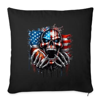 Patriotisches Totenkopf-Design American Football - Sofakissenbezug 45 x 45 cm - Schwarz - Vorne