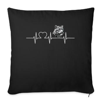 Snow Leopard Schneeleoparden Schneeleopard - Sofakissenbezug 45 x 45 cm - Schwarz - Vorne