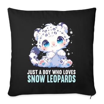 Snow Leopard Schneeleoparden Schneeleopard - Sofakissenbezug 45 x 45 cm - Schwarz - Vorne