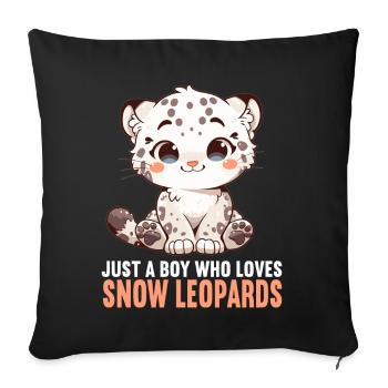 Léopard des neiges Schneeleoparden Schneeleopard - Housse de coussin décorative 45 x 45 cm - noir - Devant