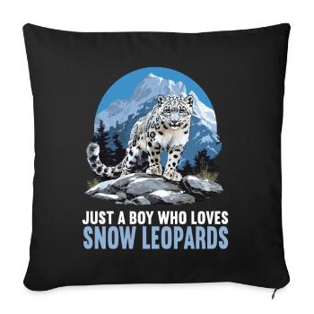 Snow Leopard Schneeleoparden Schneeleopard - Sofakissenbezug 45 x 45 cm - Schwarz - Vorne