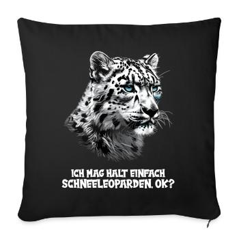 Léopard des neiges Schneeleoparden Schneeleopard - Housse de coussin décorative 45 x 45 cm - noir - Devant