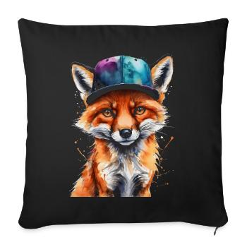 Casquette Fox Snapback Cool Animal Design Print - Housse de coussin décorative 45 x 45 cm - noir - Devant