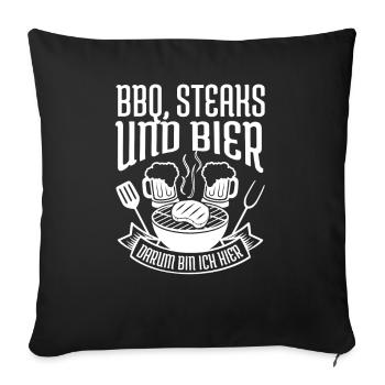 BBQ, STEAKS & BIÈRE, GRILLADES AU BARBECUE - Housse de coussin décorative 45 x 45 cm - noir - Devant