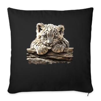 Snow Leopard Schneeleoparden Schneeleopard - Sofakissenbezug 45 x 45 cm - Schwarz - Vorne