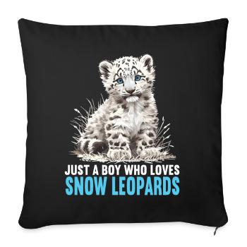 Snow Leopard Schneeleoparden Schneeleopard - Sofakissenbezug 45 x 45 cm - Schwarz - Vorne