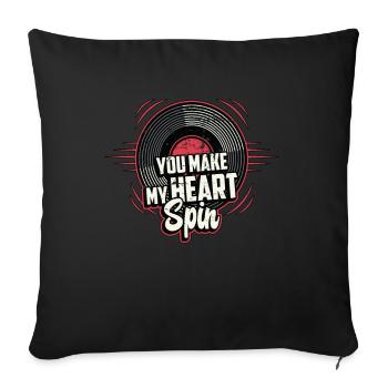 Disques vinyles You Make My Heart Spin Platine vinyle - Housse de coussin décorative 45 x 45 cm - noir - Devant
