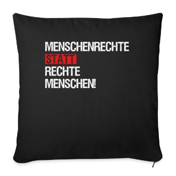 Nice "against racism" Refugees Welcome - Sofa pillowcase 17,3'' x 17,3'' (45 x 45 cm) - black - Front