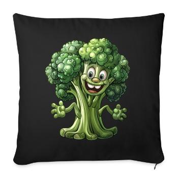 Broccoli Vegan - Sofakissenbezug 45 x 45 cm - Schwarz - Vorne