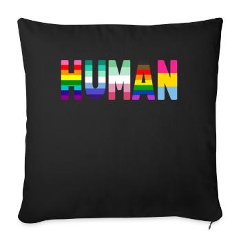 Gender Lesbians, Gays, Trans, Queer Rainbow - Sofa pillowcase 17,3'' x 17,3'' (45 x 45 cm) - black - Front