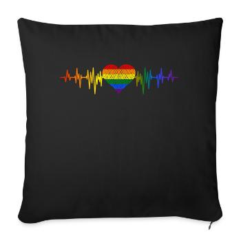 Gender Lesbians, Gays, Trans, Queer Rainbow - Sofa pillowcase 17,3'' x 17,3'' (45 x 45 cm) - black - Front