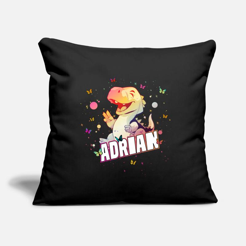 ADRIAN - Beau nom de garçon avec mignon DINO T-REX Housse de coussin décorative 45 x 45 cm