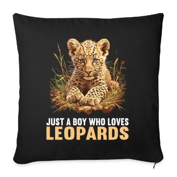 Leoparden Leopard - Sofakissenbezug 45 x 45 cm - Schwarz - Vorne