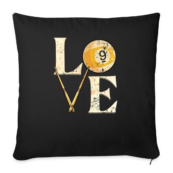 Table de billard « LOVE » Dictons Snooker - Housse de coussin décorative 45 x 45 cm - noir - Devant