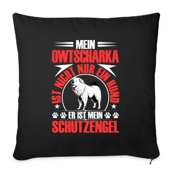 Ovcharka me protège Ovcharka caucasien - Housse de coussin décorative 45 x 45 cm - noir - Devant