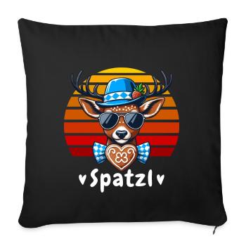 Bavaria Gingerbread Deer Spatzl October Blue-White - Sofa pillowcase 17,3'' x 17,3'' (45 x 45 cm) - black - Front
