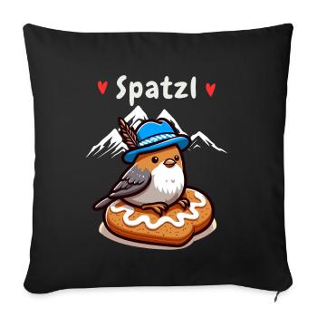 Bayern Spatzl Blue-White Mountains Gingerbread Heart Funny - Sofa pillowcase 17,3'' x 17,3'' (45 x 45 cm) - black - Front