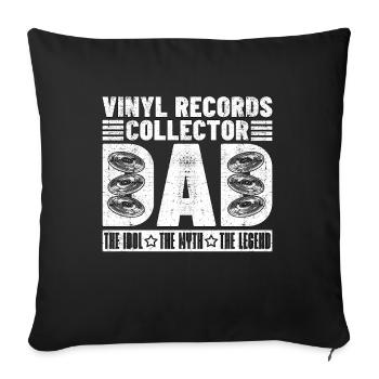 Disques vinyles Collector Dad The Idol Disc Jockey - Housse de coussin décorative 45 x 45 cm - noir - Devant