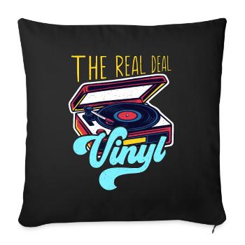 Disques vinyles La vraie affaire Vinyle Musique rétro - Housse de coussin décorative 45 x 45 cm - noir - Devant