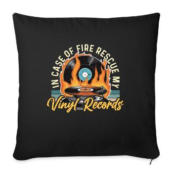Disques vinyles en cas d’incendie Rescue Musique rétro - Housse de coussin décorative 45 x 45 cm - noir - Devant