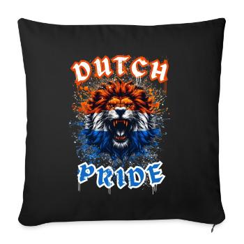 Dutch Lion in Dutch flag colors - Sofa pillowcase 17,3'' x 17,3'' (45 x 45 cm) - black - Front