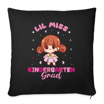 Lil Miss Kindergarten Jour de remise des diplômes Girl - Housse de coussin décorative 45 x 45 cm - noir - Devant