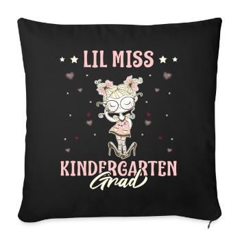 Lil Miss Kindergarten Jour de remise des diplômes Girl - Housse de coussin décorative 45 x 45 cm - noir - Devant