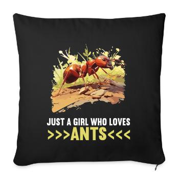 Ant ants ant - Sofa pillowcase 17,3'' x 17,3'' (45 x 45 cm) - black - Front